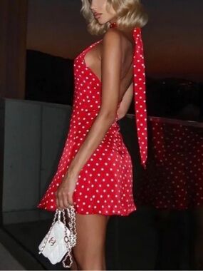 Alegra Red Polka Dot Halter Mini Dress